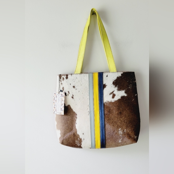 NWT Folklore Couture set genuine leather multicolor animal print fur bag. - Picture 2 of 10